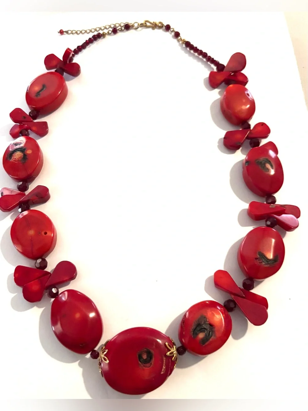 Elegant coral  Red Floral-Accent Statement Necklace - Women Jewelry